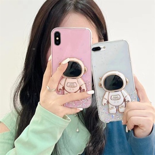 Shining Case สำหรับ iPhone X Xs Max XR 7 8 6 6s Plus SE 2020 พร้อมตัวยึดนักบินอวกาศ