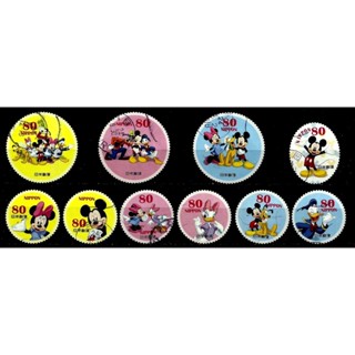 J119-2 แสตมป์ญี่ปุ่นใช้แล้ว ชุด Greetings Stamps - Mickey Mouse &amp; Friends ปี 2012 ใช้แล้ว สภาพดี ครบชุด 10 ดวง