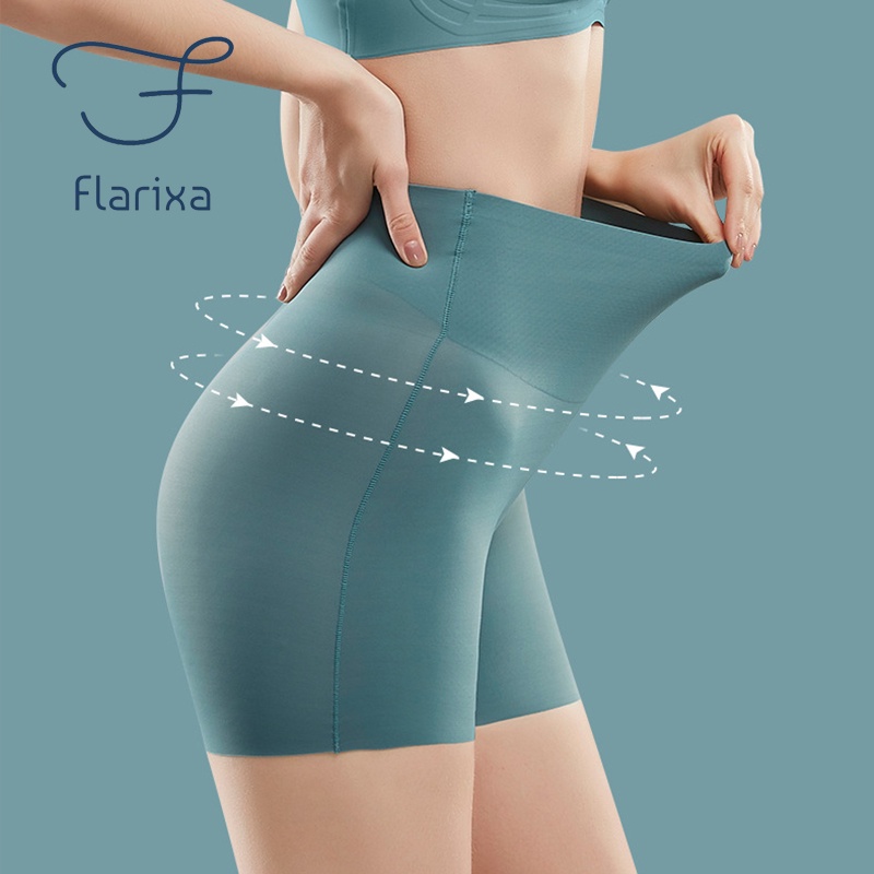 Flarixa กางเกงบ็อกเซอร์ขาสั้น เอวสูง ผ้าเรยอน ไร้รอยต่อ ป้องกันแรงเสียดทาน ขนาดใหญ่ สําหรับผู้หญิง