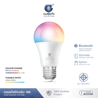 IWACHI หลอดไฟอัจฉะริยะ Smart LED Light 9W Bluetooth เลือกแสงไฟ ปรับความสว่าง ตั้งเวลาได้ ควบคุมผ่านAPP