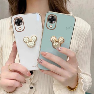 พร้อมส่ง เคสโทรศัพท์มือถือ ซิลิโคนนิ่ม ขอบตรง ลายการ์ตูนน่ารัก ประดับพลอยเทียม บางพิเศษ แฟชั่น สําหรับ Oppo A78 A17 A17k