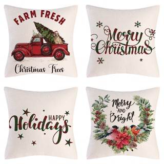 &lt;COD&gt; ปลอกหมอนอิง ผ้าฝ้าย ผ้าลินิน ลาย Merry Christmas ขนาด 28 นิ้ว x 28 นิ้ว 24 นิ้ว x 24 นิ้ว 20 นิ้ว x 20 นิ้ว 18 นิ้ว x 18 นิ้ว 16 นิ้ว x 16 นิ้ว