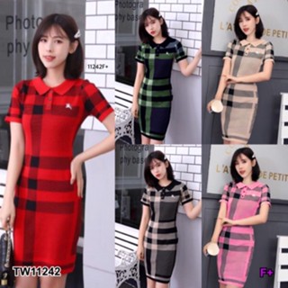 👗Pfashion [ส่งไว!!🚛] P11242 เดรสโปโลลายสก็อต Plaid Polo Dress