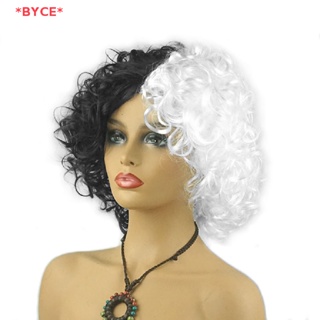 BYCE&gt; Movie Cruella Black and White Short Curly Wig Heat Resistant Synthetic Hair 2021 new