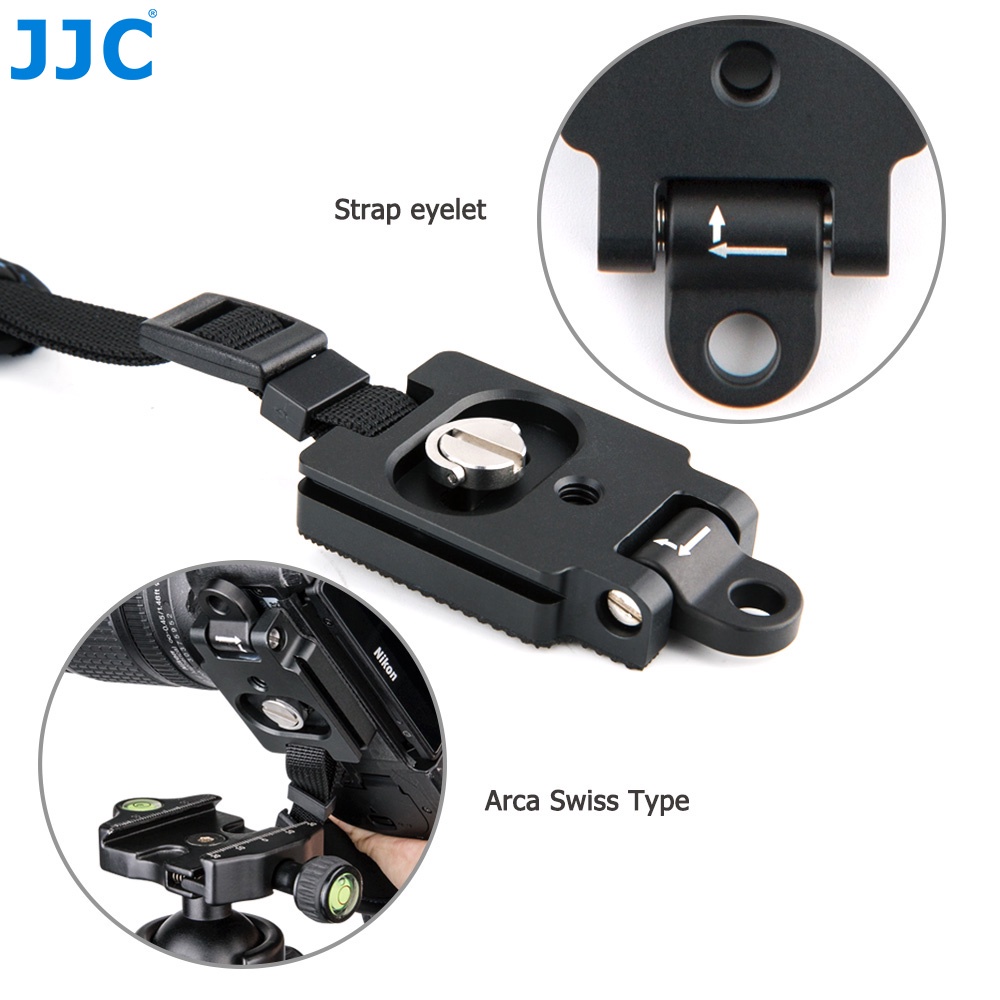 JJC HS-PRO1M สายคล้องข้อมือทั่วไป สําหรับกล้อง DSLR ARCA SWISS ปลดเร็ว พร้อมซ็อกเก็ต 1/4 นิ้ว -20 สําหรับกล้องมิเรอร์เลส Canon Nikon Sony Panasonic Olympus และกล้อง DSLR อื่นๆ