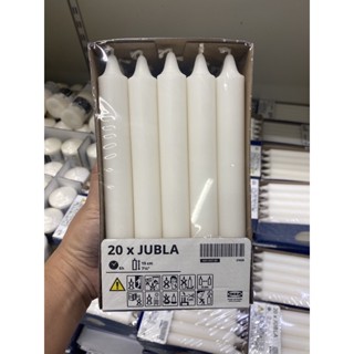 JUBLA  เทียน เทียนแท่ง ไม่มีกลิ่น เทียนใส่โคมไฟ, ขาว, 19 ซม. 20 ชิ้น By IKEA