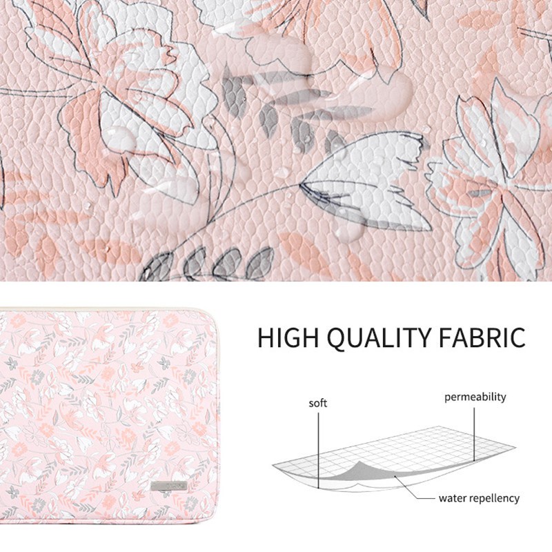₪CanvasArtisan Pink Floral Pattern Laptop Bag Waterproof Shockproof Leather Cover for Tablet Sleeve Case for Matebook A #8