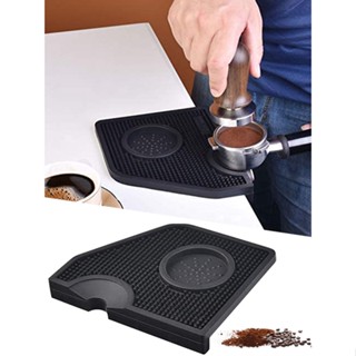 Tamper Mat แผ่นยางรองแทมเปอร์ แบบเข้าขอบโต๊ะ รุ่นกันผงกาแฟหก อุปกรณ์เสริมสีดำ