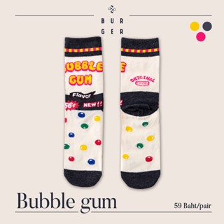 Bubble gum ถุงเท้าแฟชั่น ลายบับเบิ้ลกัม ลายหมากฝรั่ง ถุงเท้ายุค90 ถุงเท้าวินเทจ ถุงเท้าครึ่งแข้ง ราคาถูก คุณภาพดี