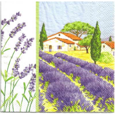 Pladao Napkin 523 ภาพวินเทจ Laveder Village กระดาษ แนพกิ้น สำหรับงานศิลปะ เดคูพาจ decoupage ขนาด M 25x25
