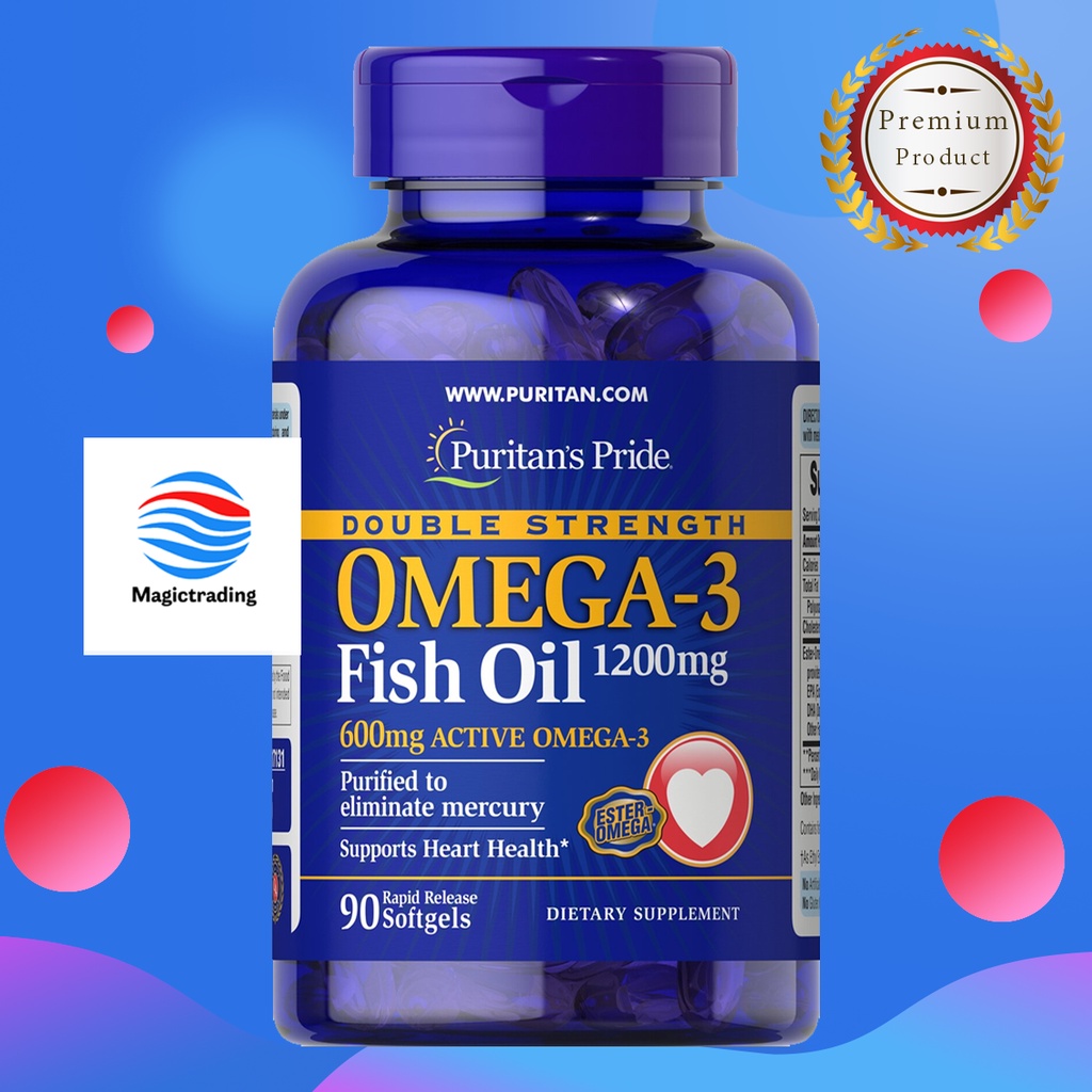 Puritan's Pride Double Strength Omega-3 Fish Oil 1200 mg / 90 Softgels