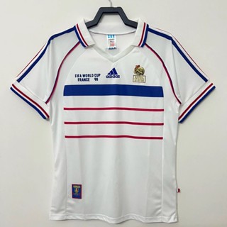 เสื้อกีฬาแขนสั้น ลายทีมชาติฟุตบอล France Away Jersey S-XXL สไตล์วินเทจ คลาสสิก 98 AAA