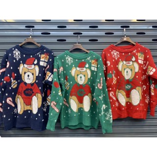 เสื้อไหมพรม(Christmas)สไตล์เกาหลีหมีลายสัญลักษณ์วันChristmas อย่างสวยงาม