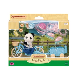 Sylvanian Families Cycle &amp; Skate Set -Panda Girl / ซิลวาเนียน แฟมิลี่ เด็กหญิงแพนด้าพร้อมจักรยานพ่วงและสเก๊ต