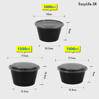 ถ้วยใส่อาหารสีดำ300/450/750/1000/1250/1500ml (ยกลัง ) Z กล่องพลาสติก กล่องพลาสติกสีดำ กล่องใส่อาหาร ถ้วยใส่อาหาร ถ้วยใช้