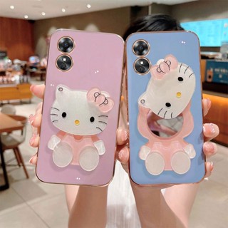 เคส OPPO A17 A17k 2022 นิ่ม ชุบหรูหรา พร้อมกระจกแต่งหน้า สําหรับ เคสโทรศัพท์ OPPO A17k Case