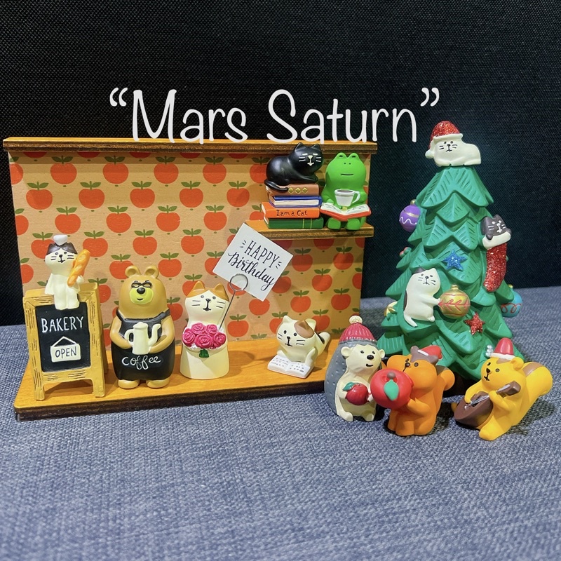 ตุ๊กตาแมว Decole concombre Zakka บ้านแมวจิ๋วถือ และเก้าอี้เทศกาลฮาโลวีน แมวโดนัท