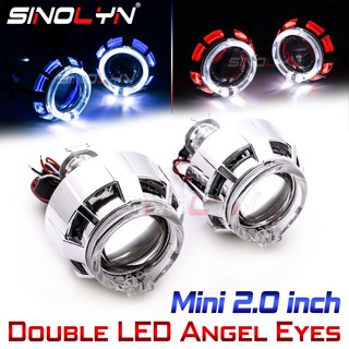 Sinolyn Angel Eyes Bi Xenon Lenses For Headlights H4 H7 2 Inch Mini Dual Halo Rings H1 LED/HID Car Projector Lens Lamp R