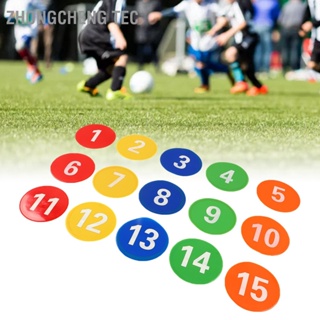 Zhongcheng Tec Sports Number Spots Marker 1 to 15 Carpet Spot Markers with 5 Bright Color for Soccer Training