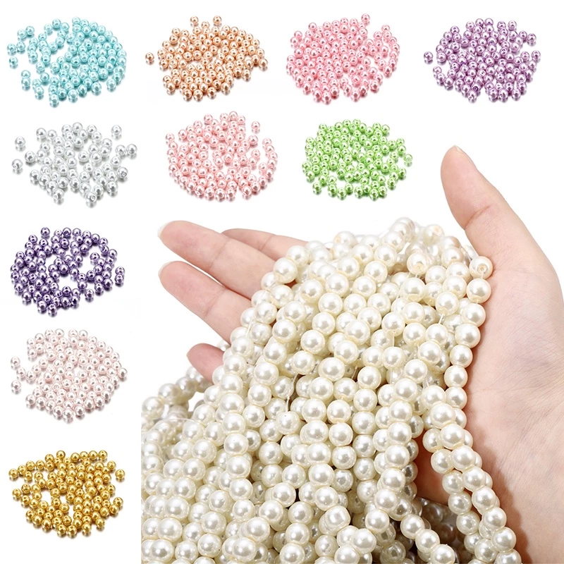 6มิล100ชิ้น/ถุงมุกเทียมแก้ววัสดุทรงกลมสีต่าขนาดลิเมตรสำหรับการทำเครื่องประดับ