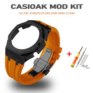 Casioak mod kit สายนาฬิกาข้อมือโลหะ ดัดแปลง สําหรับ Casio GA-2100 2110 AP Farm Oak 3 Generation