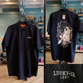 เสื้อเชิ้ตสีดำ Lucky13ของแท้100%