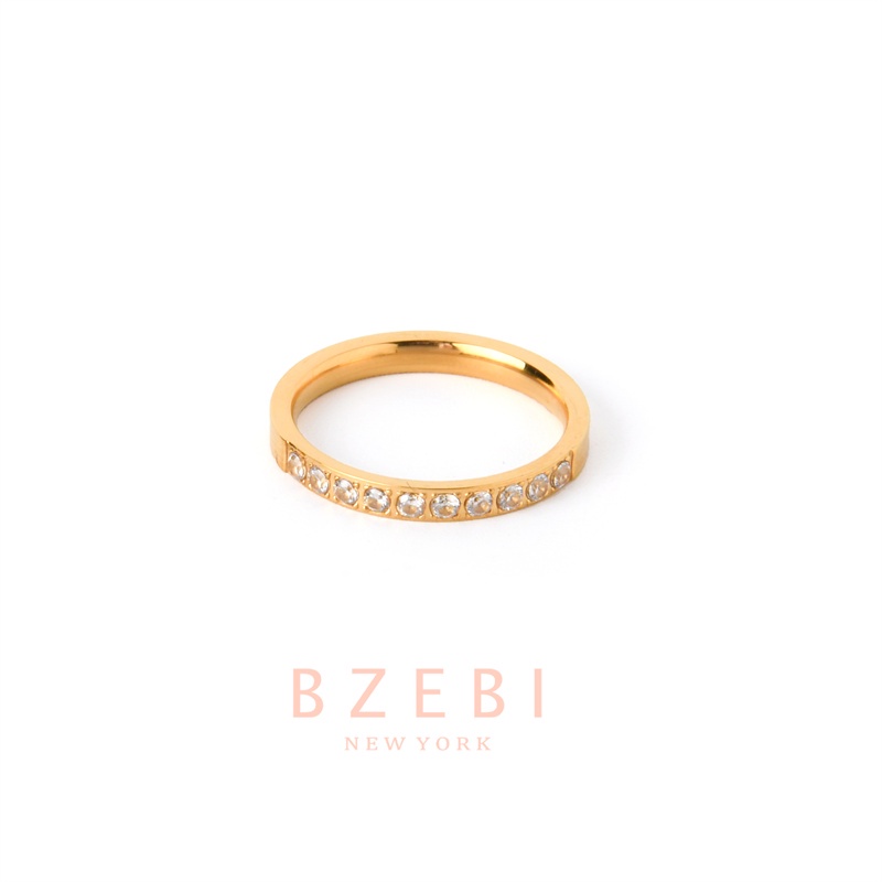 BZEBI แหวน แฟชั่น นิ้วก้อย ทองครึ่งสลึง แฟชั่นผู้หญิง งานเพชรCZ เพชรเต็มวง ไทเทเนี่ยม ไม่ลอกไม่ดำ 68
