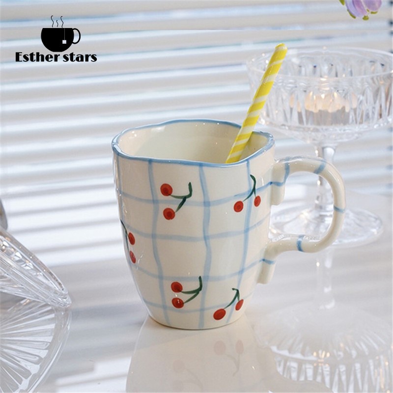 Cute Ceramic Mugs Hand Painted Original Design Irregular Coffee Cup and Saucer For Tea Milk Handle Drinkware Best Creati #7