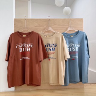 Feelgood-เสื้อยืดโอเวอร์ไซส์สกรีนลายน่ารักๆ CAFFEINE RUSH - FG0006