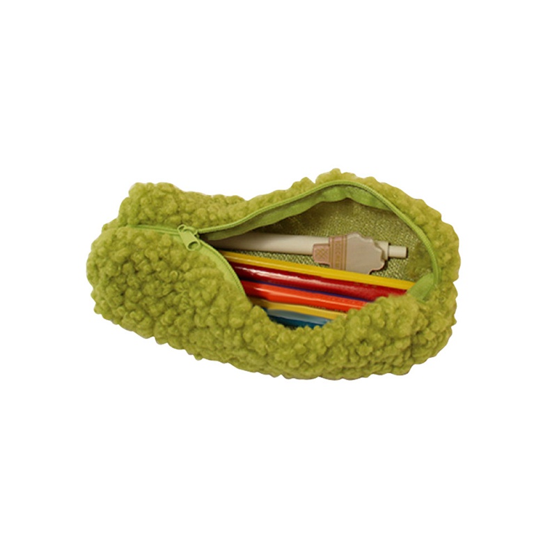 ในสต็อก-ดินสอปากกากระเป๋า Plush Kawaii ซิปกระเป๋าเครื่องสําอาง Make Up Organizer กระเป๋าโรงเรียนอุปกรณ์สํานักงาน (สีเบจ) - รูปที่ 2