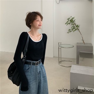 Wittygirls-shop_เสื้อยืดแขนยาว เข้ารูป สําหรับผู้หญิง