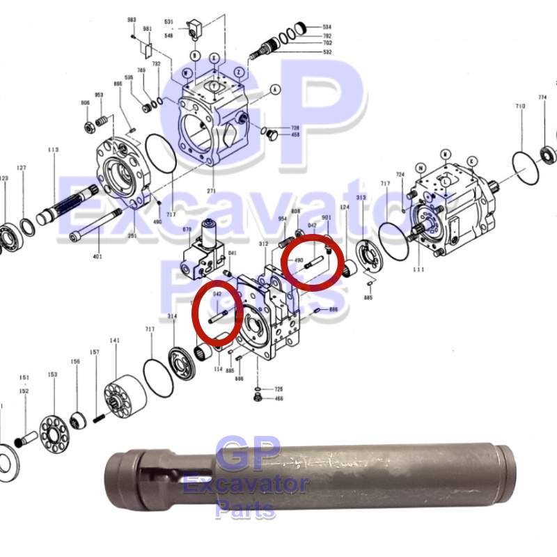 K3V112DT HYDRAULIC MAIN PUMP CHECK VALVE LONG TYPE 60MM