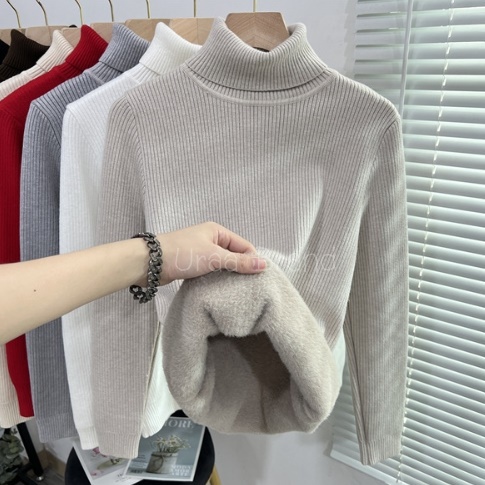 อก 38-44 / 7 สี เสื้อแขนยาวบุขน เสื้อคอเต่าบุขน กันหนาวติดลบ สเวตอร์ไหมพรม รุ่น TurtleNeck BT - รูปที่ 4