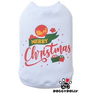 Petcloths -Doggydolly  เสื้อผ้าแฟชั่น เสื้อผ้าสัตว์เลี้ยง เสื้อผ้าหมาแมว เสื้อยืด คอกลม Christmas T-Shirt ขนาด1-9โล T719