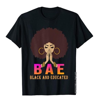 เสื้อยืดครอปBae เสื้อยืดผ้าฝ้าย พิมพ์ลาย Melanin Afro Queen น่ารัก สีดํา และการศึกษา สําหรับผู้ชาย และผู้หญิงS-5XL