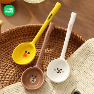 Line FRIENDS ช้อนซุปเซรามิค ด้ามจับยาว ขนาดเล็ก สไตล์ญี่ปุ่น ของใช้ในครัวเรือน