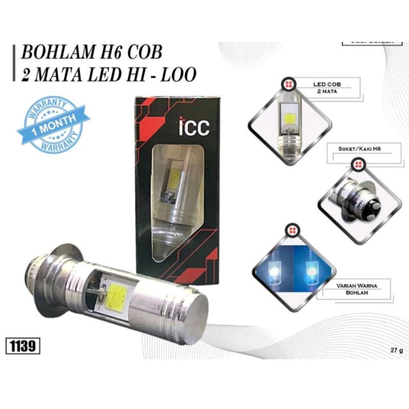 MATA H6 LED BULB 2 EYES AC DC สําหรับรถจักรยานยนต์อัตโนมัติ / แบตเตอรี่ ราคาต่อพีซี