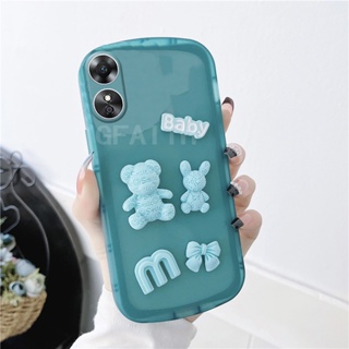 ใหม่ เคสโทรศัพท์มือถือแบบนิ่ม ใส กันรอยเลนส์กล้อง ลายหมี กระต่ายน่ารัก แฟชั่น สําหรับ OPPO A78 A58 NFC OPPO A98 4G 5G 2023 A78 OppoA98