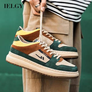 Ielgy รองเท้ากีฬา ข้อสั้น ระบายอากาศ บล็อกสี แนวสตรีท สําหรับผู้ชาย