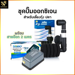 Air Pump ปั๊มลม ปั๊มออกซิเจน พร้อมกรองฟองน้ำ สำหรับเลี้ยงกุ้ง ปลา ปั้มอ๊อกซิเจน Oxygen Pump