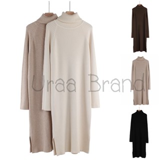 อก 38-48 นิ้ว (พร้อมส่ง) เดรสไหมพรมยาว เดรสไหมพรมคอเต่า ผ้าร่อง รุ่น Manitta Sweater Dress