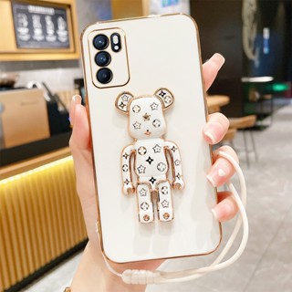 เคส OPPO Reno 6Z 6 5G A16 โทรศัพท์มือถือแบบนิ่ม กันกระแทก พร้อมสายคล้องข้อมือ ถอดออกได้ หรูหรา สําหรับ