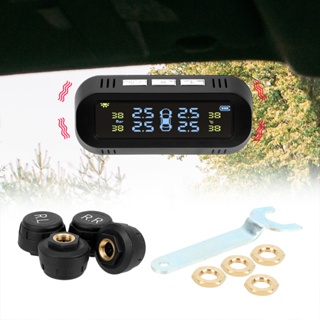 1 ชุดพลังงานแสงอาทิตย์ TPMS ระบบตรวจสอบความดันยางรถยนต์แสดงเตือนอุณหภูมิเตือนเชื้อเพลิงประหยัด 4 เซ็นเซอร์