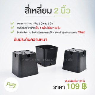 100 ใบ กระถางแคคตัส กระถางต้นไม้ ทรงสี่เหลี่ยม สีดำ 2 นิ้ว (โปรโมชั่น)