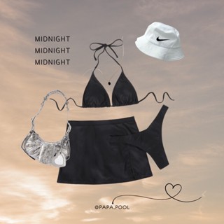 Midnight bikini set บิกินี่เซท3ชิ้น พร้อม beach skirt