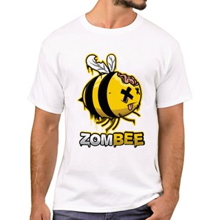เสื้อวินเทจชาย TEEHUB ใหม่ Arriva Zombee ผู้ชายเสื้อยืดซอมบี้ผึ้งพิมพ์เสื้อยืดแขนสั้น Tshirts ฮาราจูกุตี๋