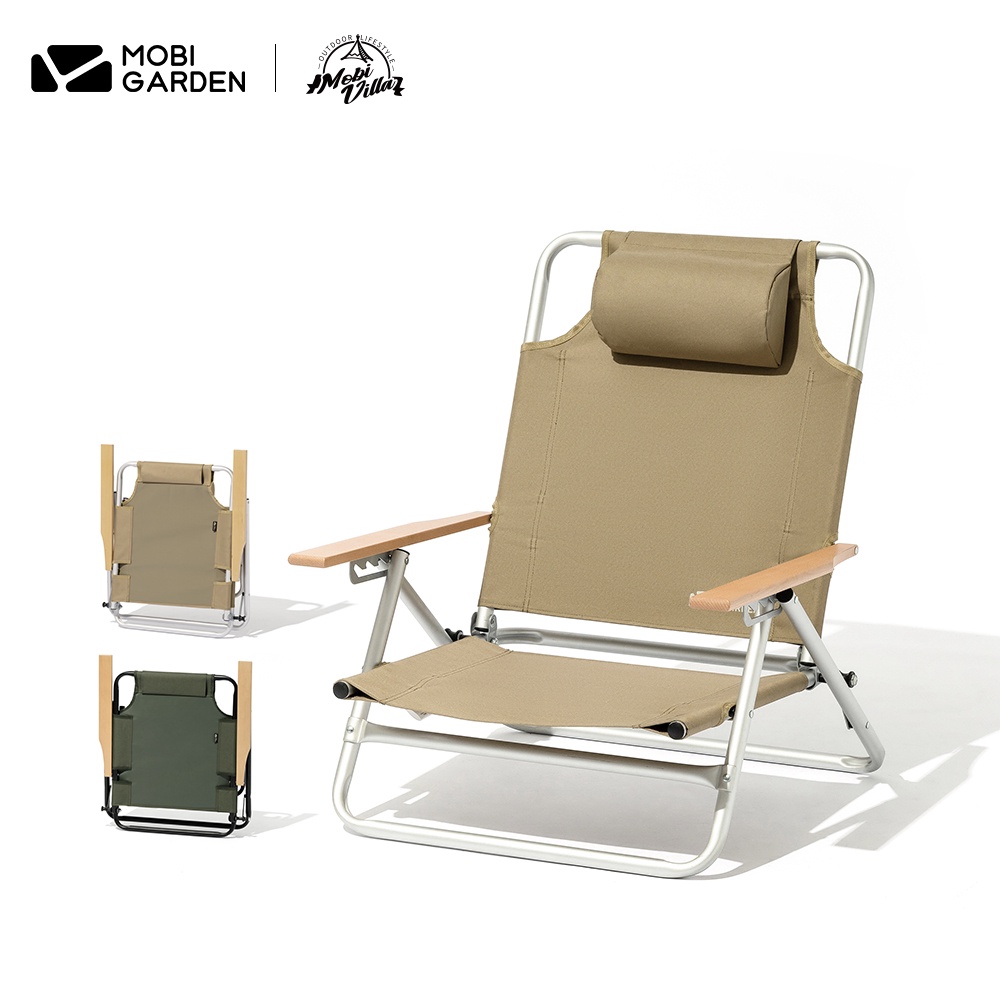 MOBI GARDEN เก้าอี้พับอลูมิเนียม แบบพกพา ปรับได้ สําหรับตั้งแคมป์