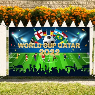 ธงแบนเนอร์ ลายฟุตบอล The FIFA World Cup Qatar 2022 สําหรับแขวนตกแต่งพื้นหลัง