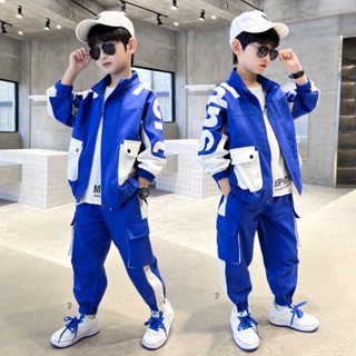 COCO.kid🌐ชุดเด็กผู้ชาย ชุดกีฬา ชุดสูทสองชิ้น 2022 ใหม่ เด็กชาย เด็กชาย เด็กชาย ชุดสูทถนนทอด เทรนด์