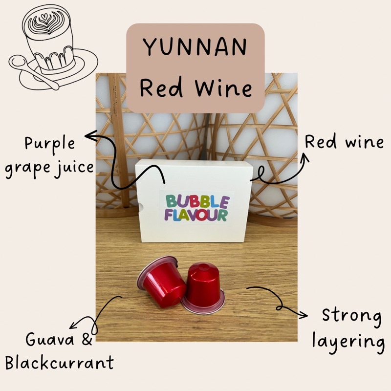 กาแฟแคปซูล เมล็ดนอก Yunnan Red Wine (รสชาติ: Red wine, purple grape juice, guava, blackcurrant & str